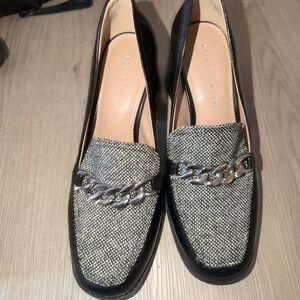 Kelly & Katie Black and Cream Chain Loafers